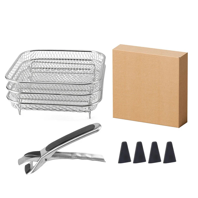 Hochwertiges stapelbares 3-stufiges Heißluftfritteusengestell – Edelstahl 304