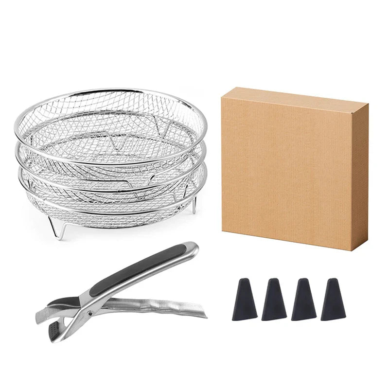 Hochwertiges stapelbares 3-stufiges Heißluftfritteusengestell – Edelstahl 304